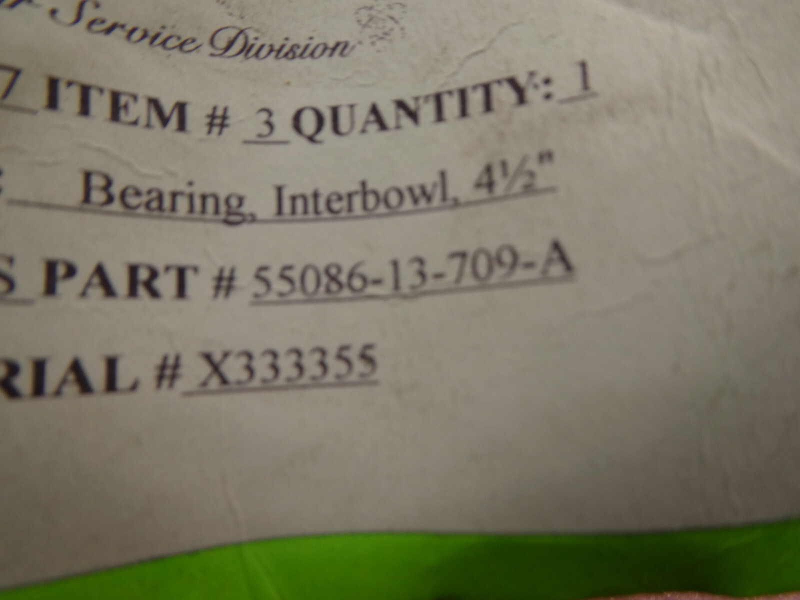 JOHNSTON 55086-13-709-A BEARING INTERBOWL 4.5