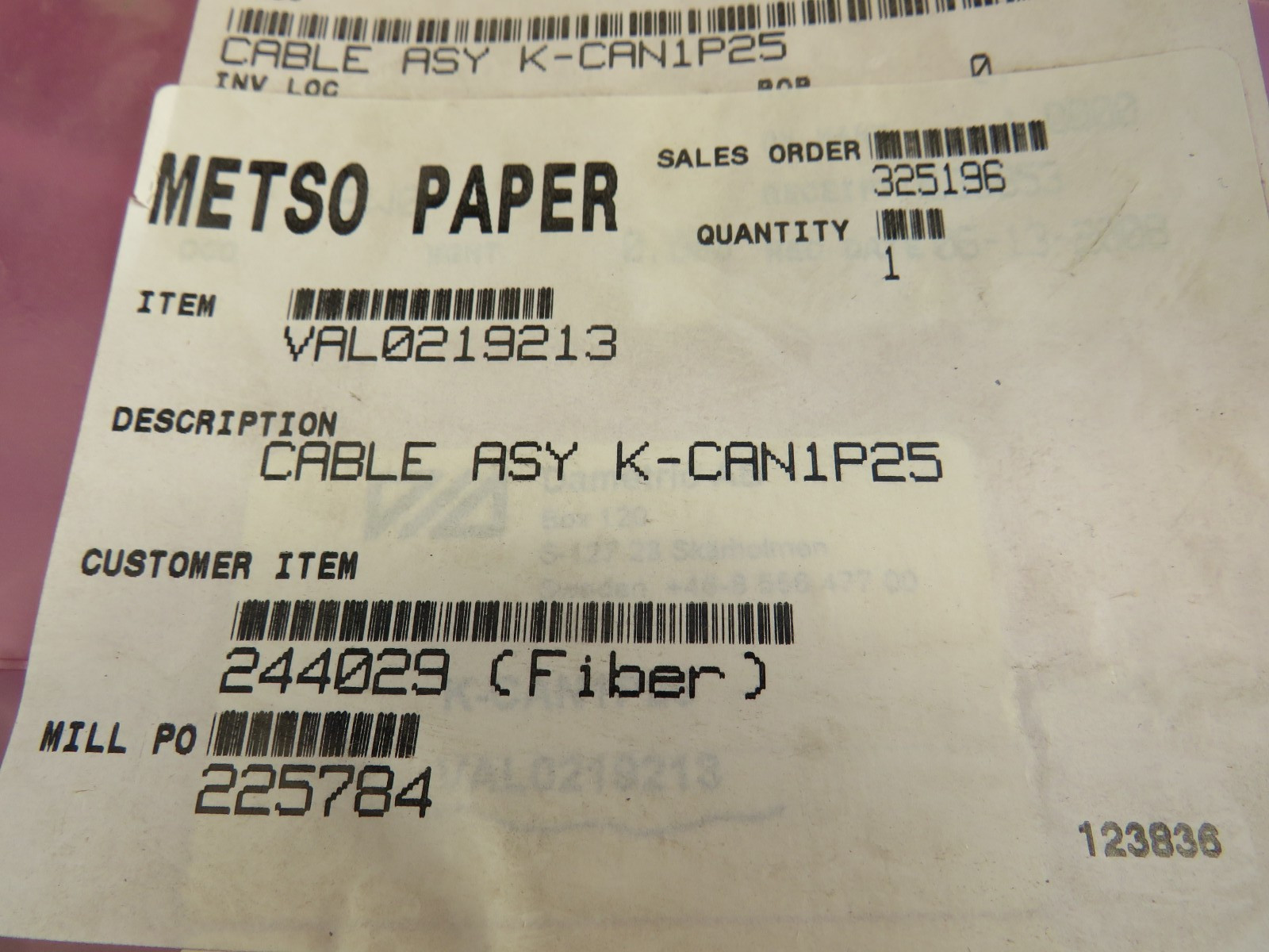 Dametric K-CAN1P25 Valmet VAL0219213 Cable Assy.