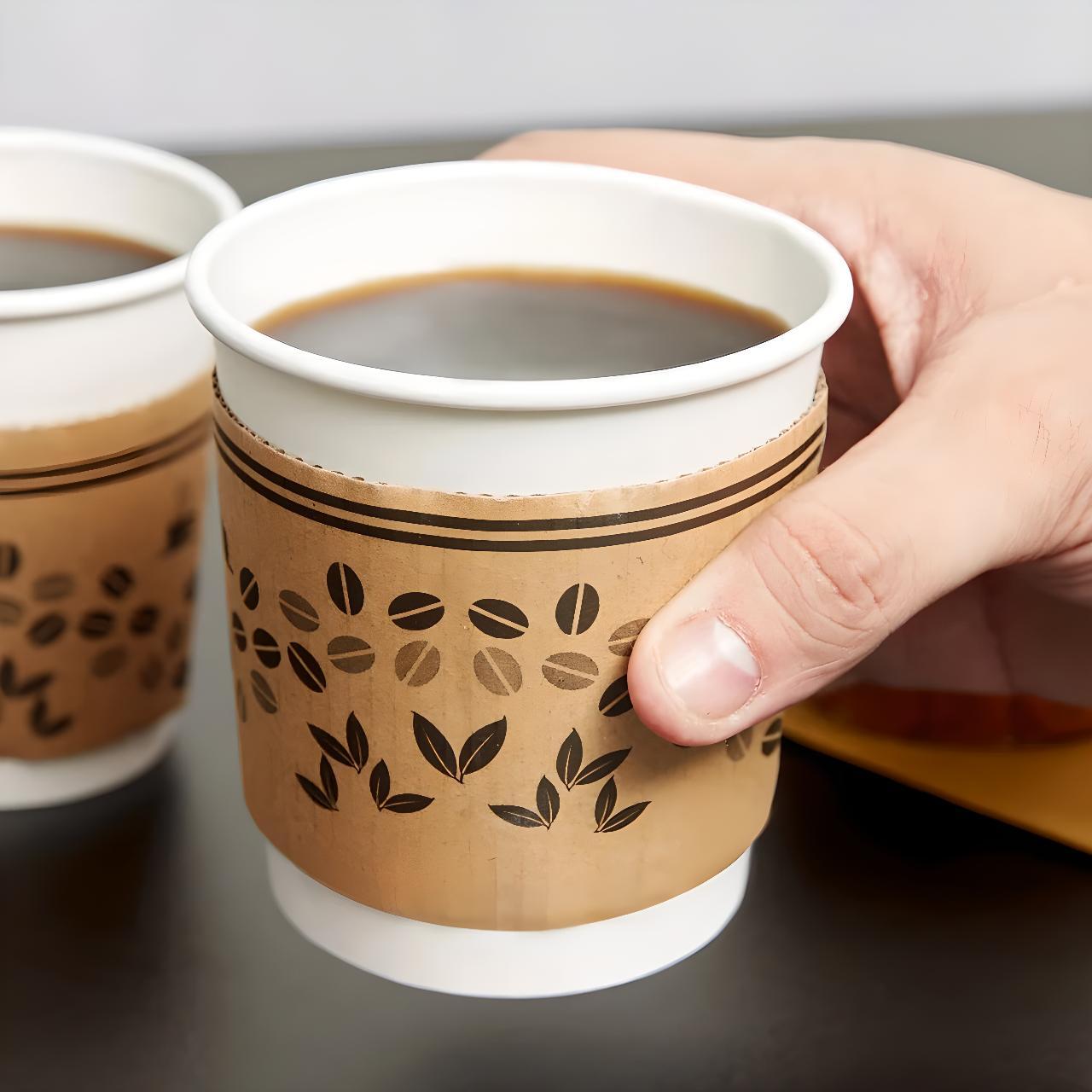 OCS Parts 100-Pack Disposable Coffee Cup Sleeves For 10-24 Ounce Coffee Cups