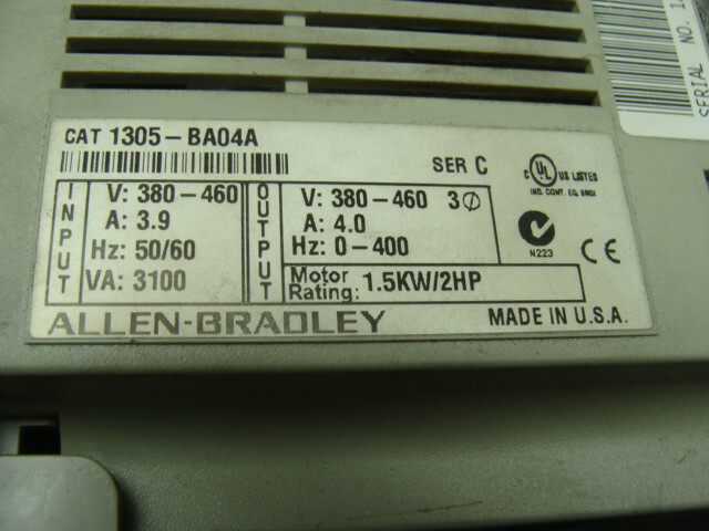 ALLEN BRADLEY 1305-BA04A SERIES C VARIABLE FREQUENCY DRIVE 1.5KW 2HP