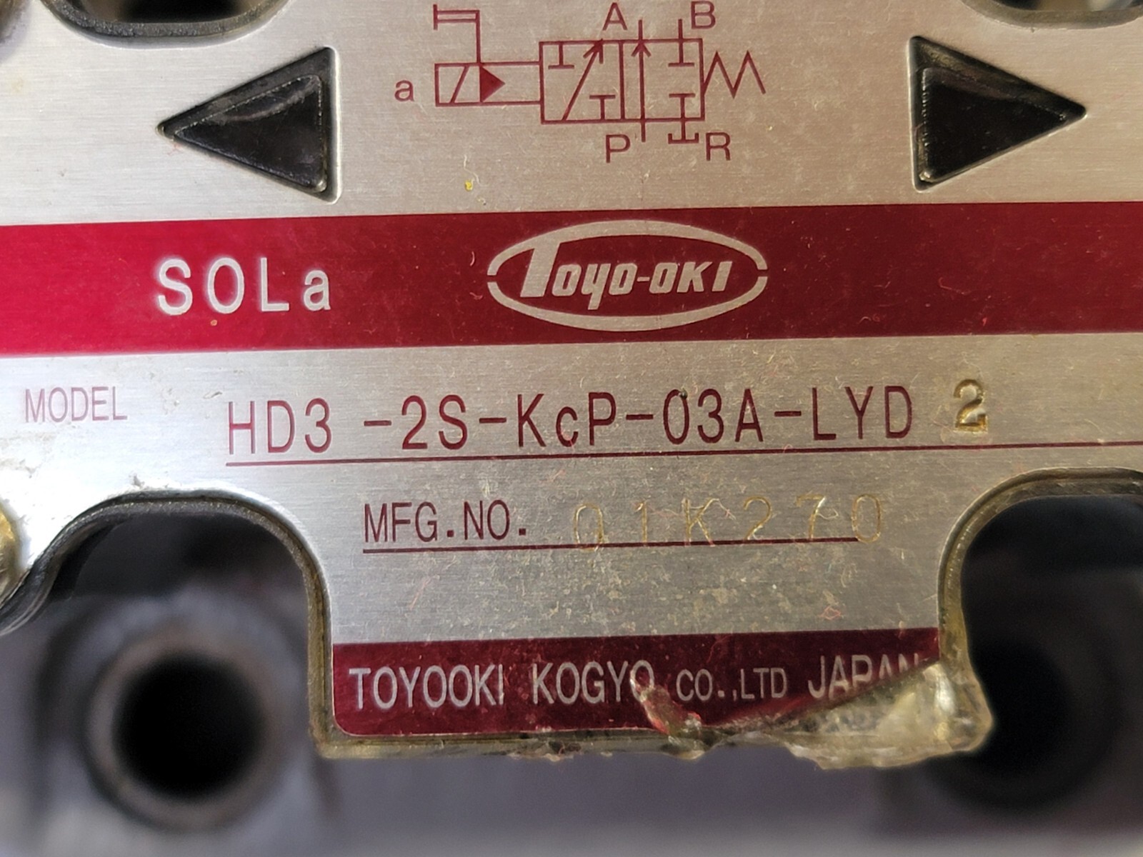 Toyo-oki Kogyo HD3-2S-KcP-03A-LYD 2 Hydraulic Valve NOS FREE SHIP LOC SHF J