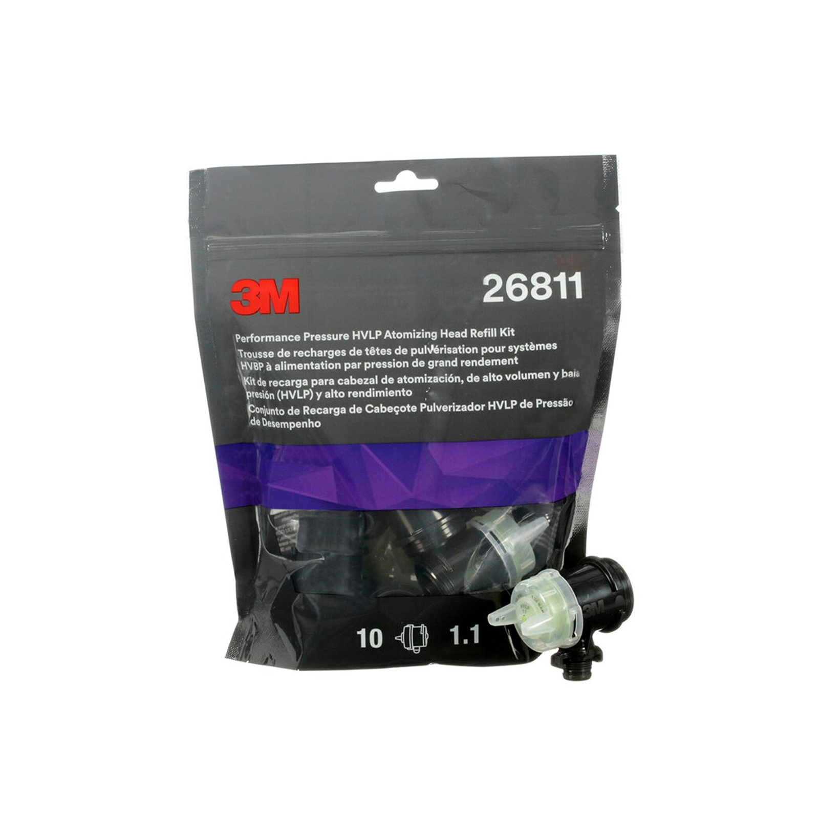 3M Performance Pressure HVLP Atomizing Head Refill Kit 26811 Size 1.1 Yellow for