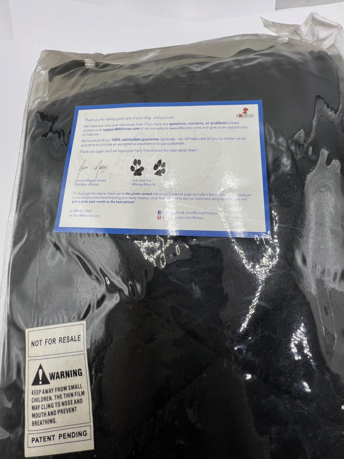 4Knines 8888 Luxury Cargo Liner Waterproof Weather for Dogs Black Large