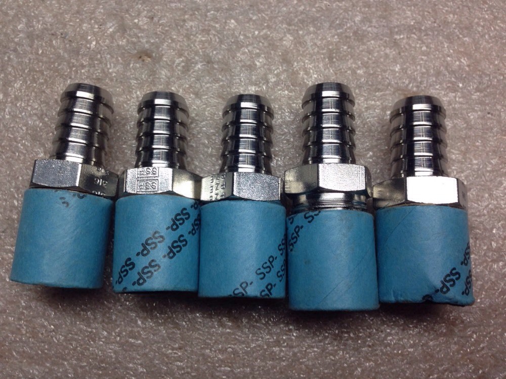 Lot Of 5 Parker 1/2″ NPT X 1/2″ Barb 8-8P2HF, PB8-PM8, PB8PM8, Shipsameday ZB#35