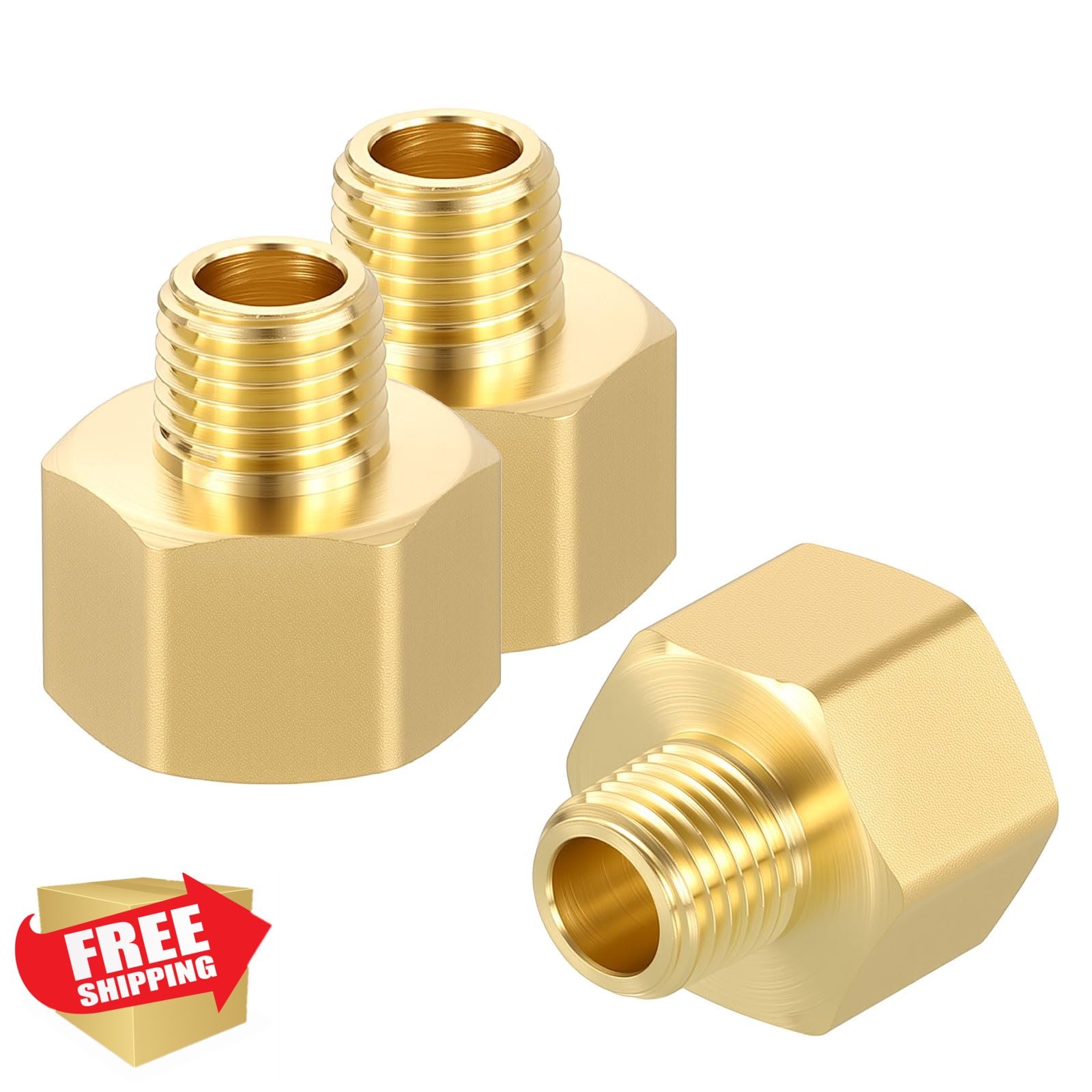 Rebower 3pk 1/2″ FeMale NPT to 1/4″ Male Brass Nipple Adapter