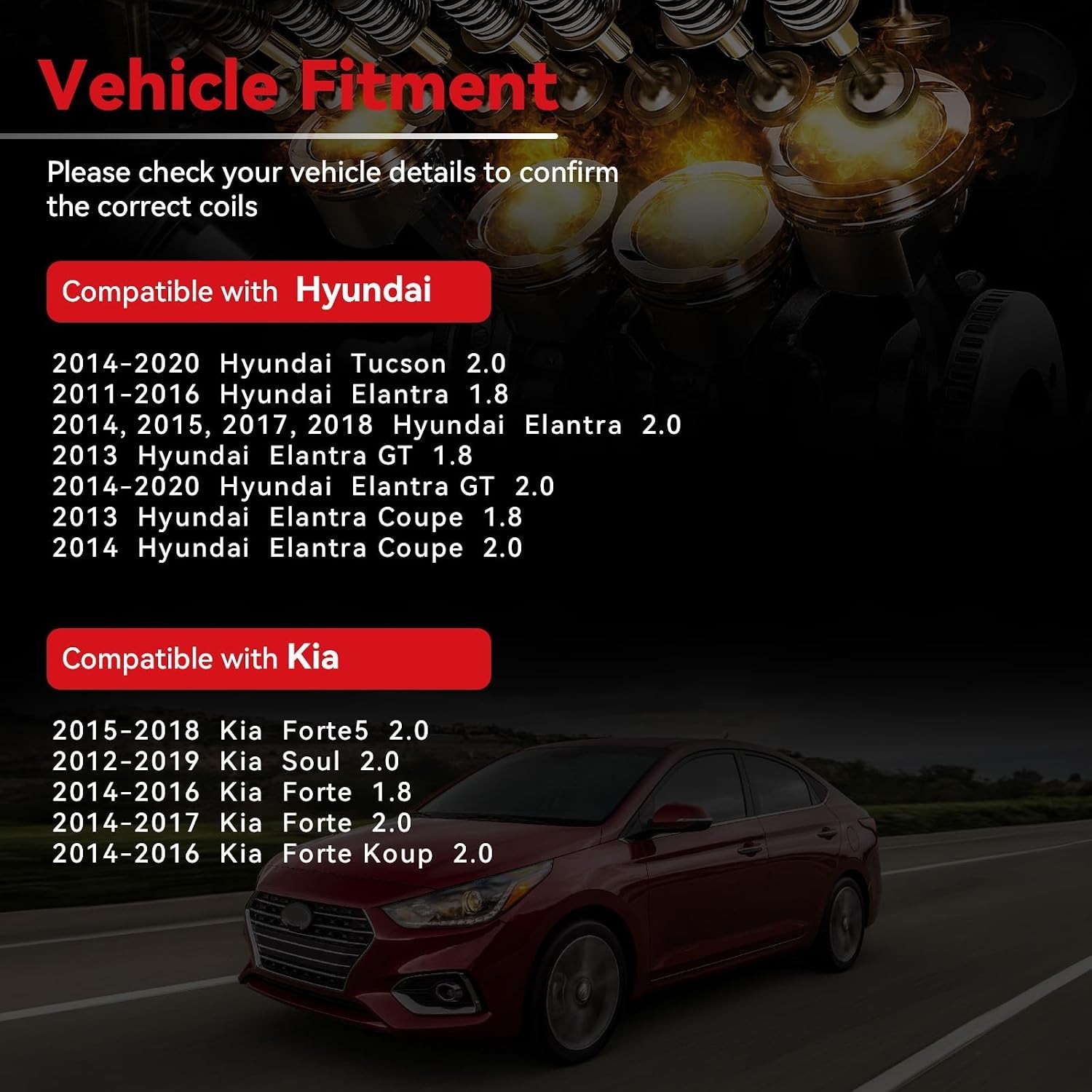 UF651 Ignition Coils & 9723 Iridium Spark Plugs Compatible with Hyundai Elantra