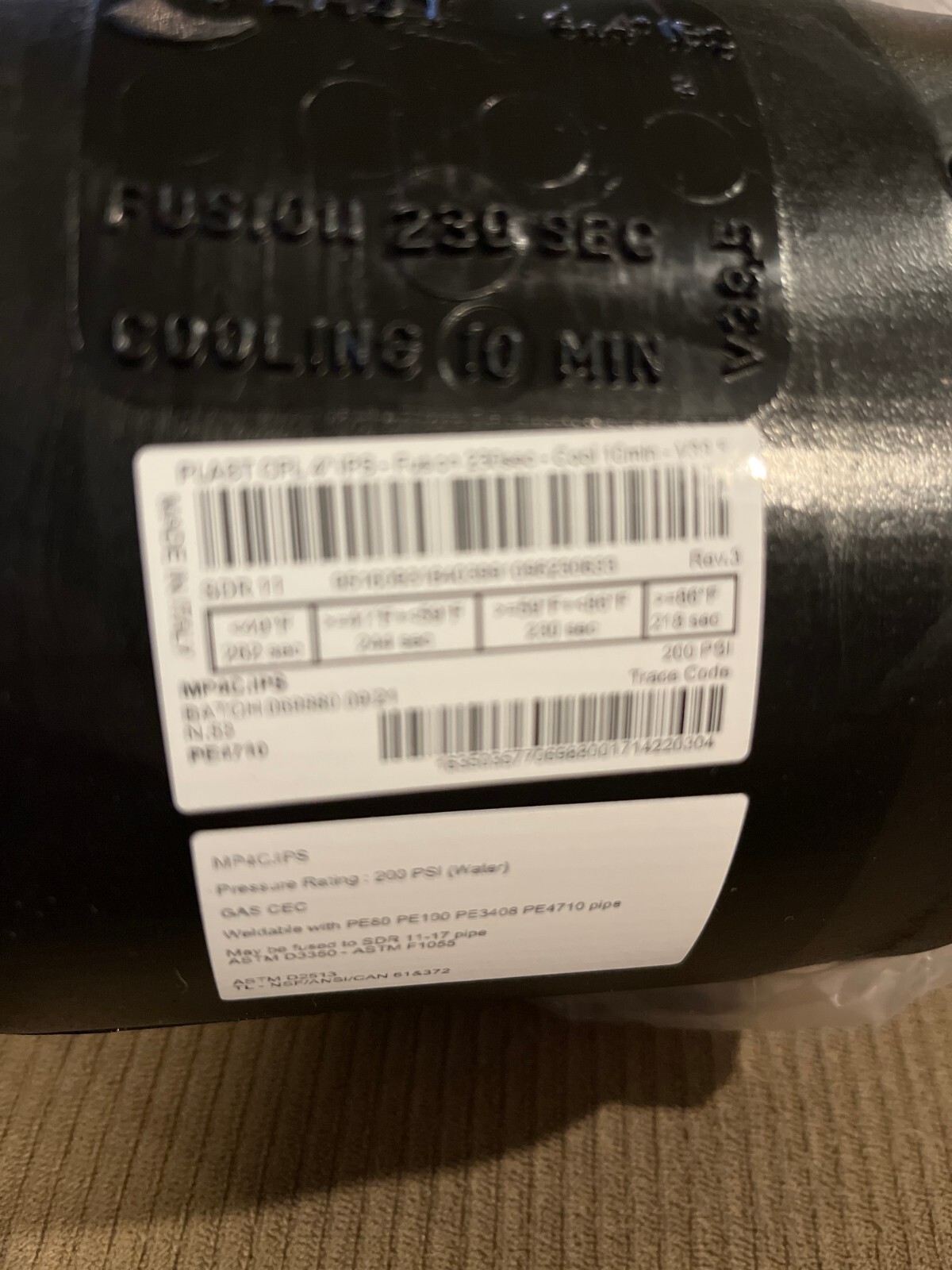 IntegriFuse FM Class 260 200 PSI SDR11-17 MP8C.DIPS 8″ Open box