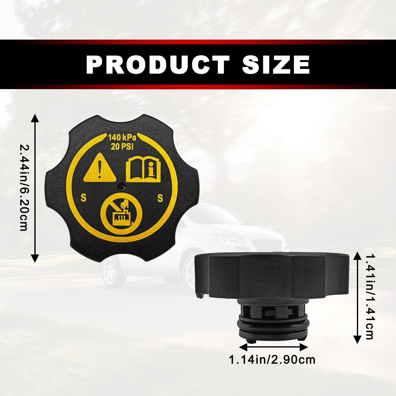 Universal Coolant Reservoir Cap Compatible with Chevy GMC Buck Cadilac -Silve…