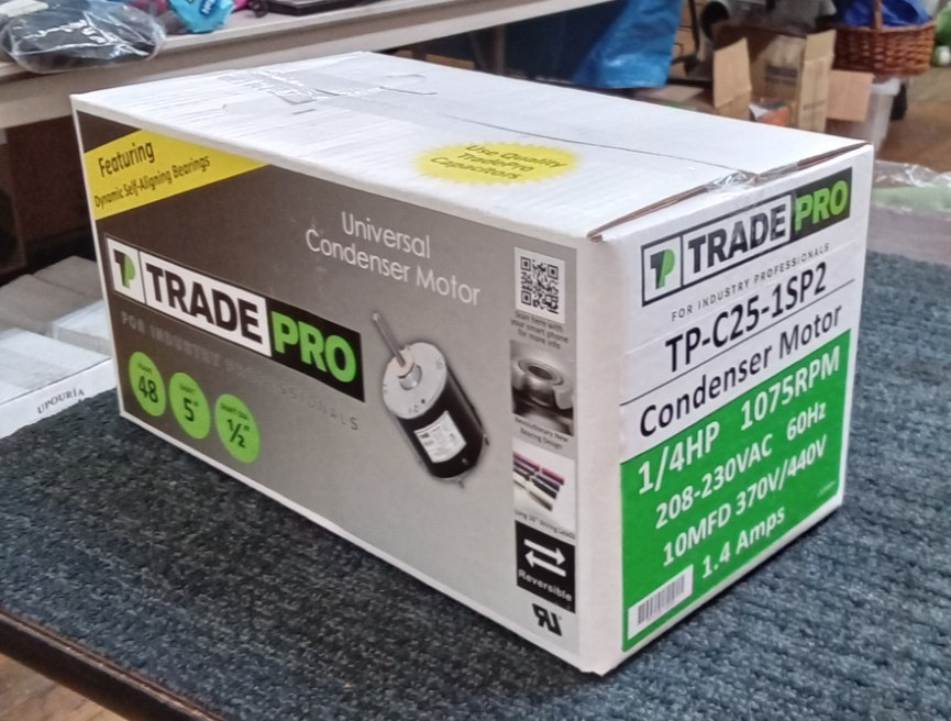 Trade Pro Universal Condenser Motor 1/4 HP 1075 RPM 208-230 VAC 60 Hz 1.4A New