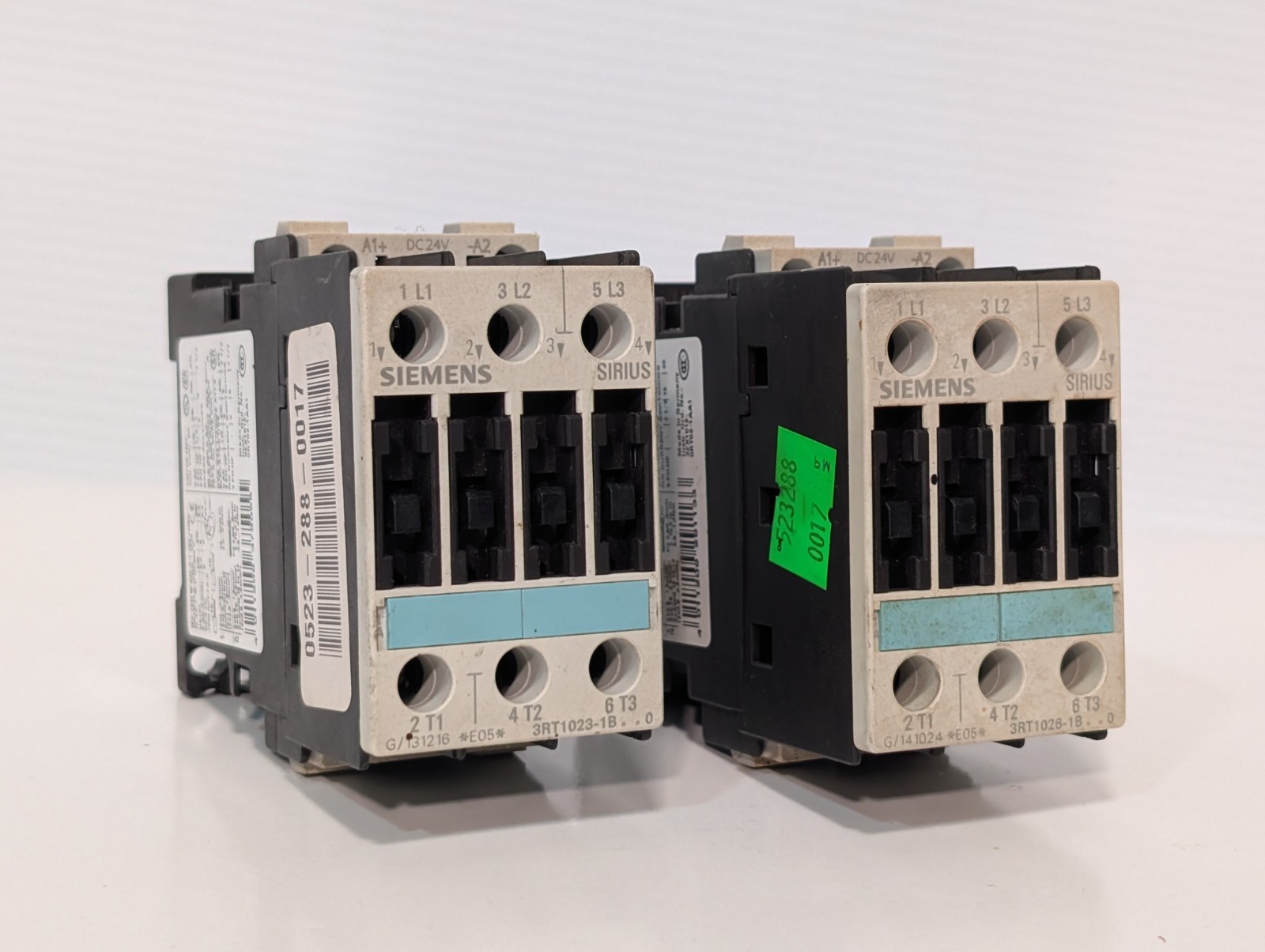 Siemens Sirius 3RT1023-1B and 3RT1026-1B industrial contactors with 24VDC coils