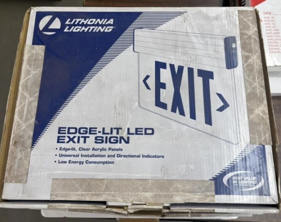 New Lithonia EDG W 1 R EL M6 Red Exit Sign 120/277 Edge Lit Emergency Light
