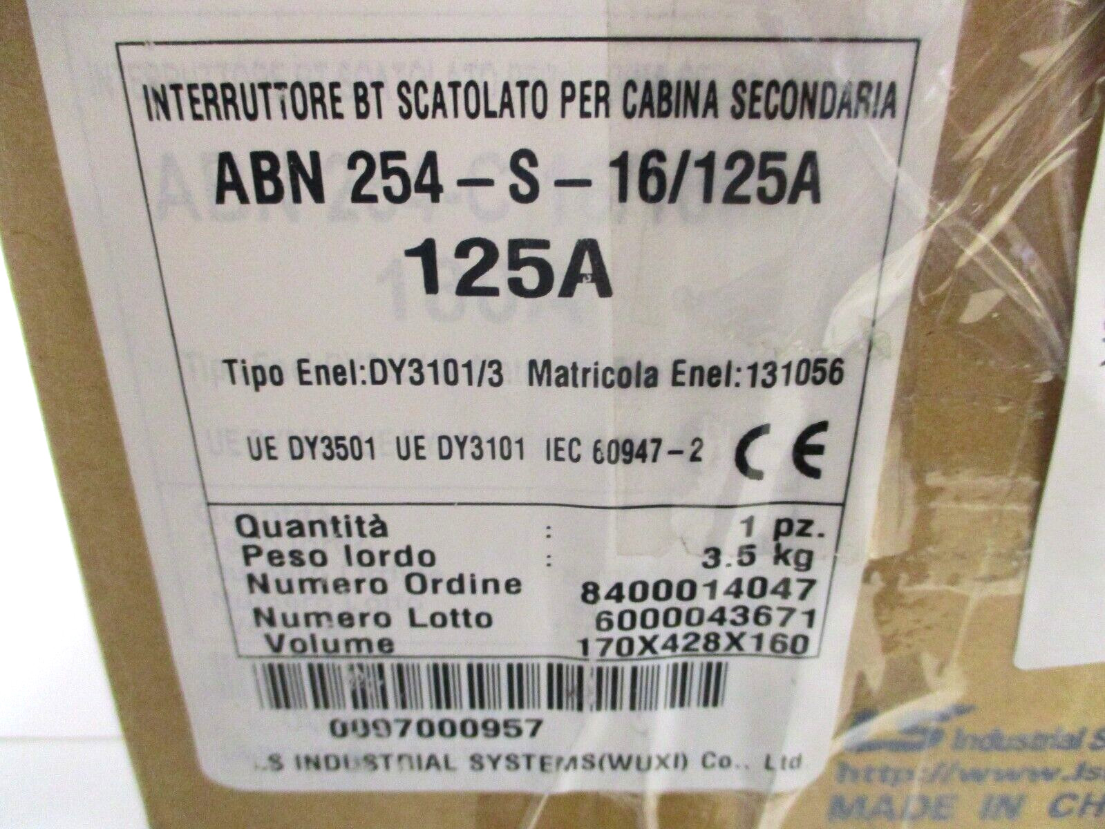 LS INDUSTRIES , ABN254-S-16/125A , MOLDED CASE CIRCUIT BREAKER , SURPLUS