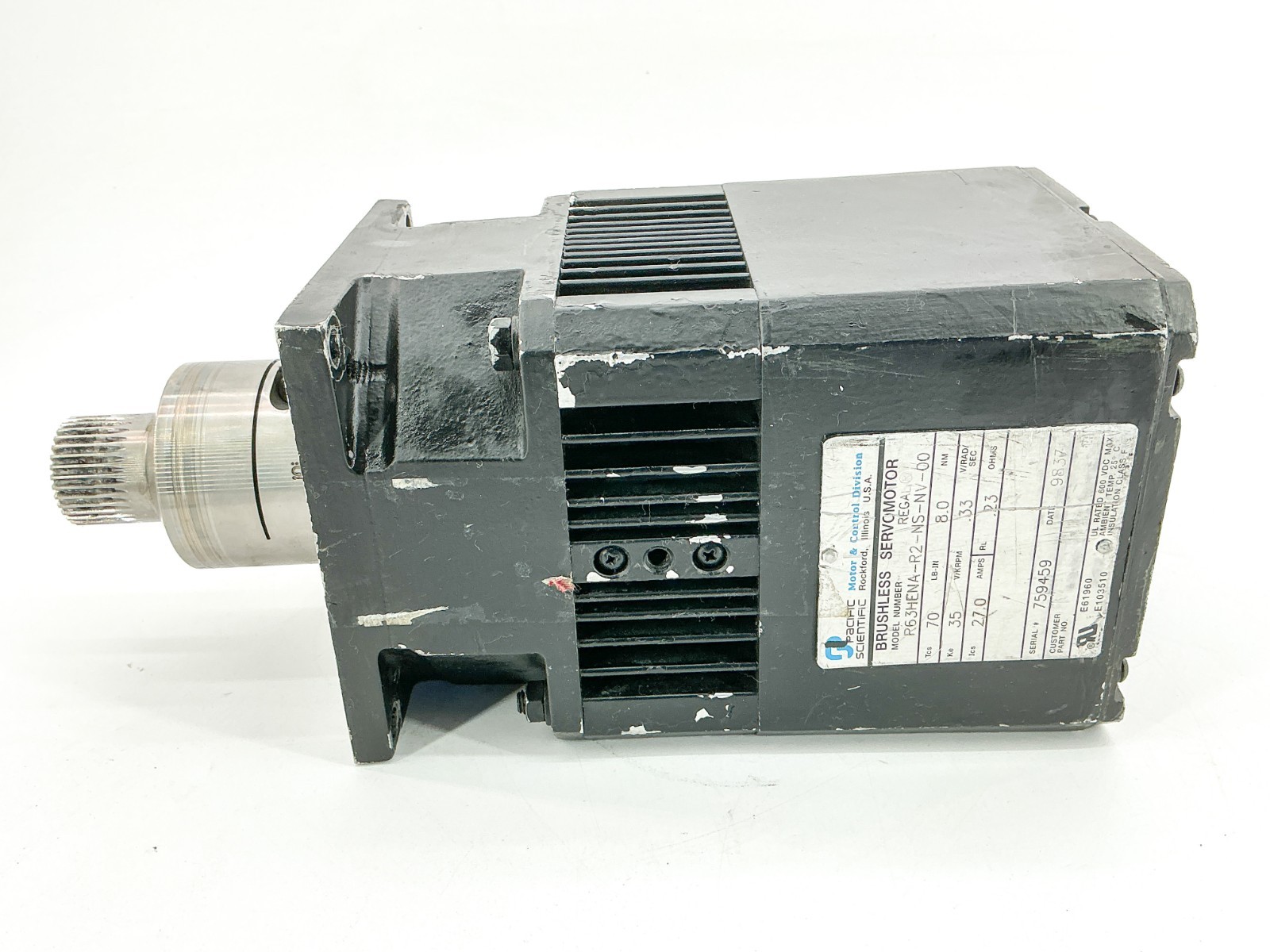 Pacific Scientific R63HENA-R2-NS-NV-00 Servomotor 27A 35RPM 8.0NM