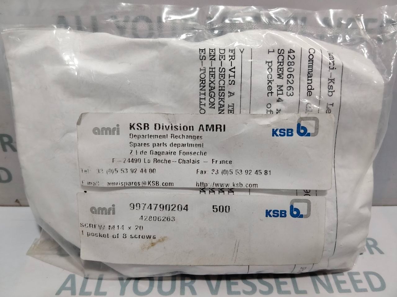 KSB Amri 42806263 9974790204 Spare Parts Kit Pseudo cryo Screw M14x20 and Spacer