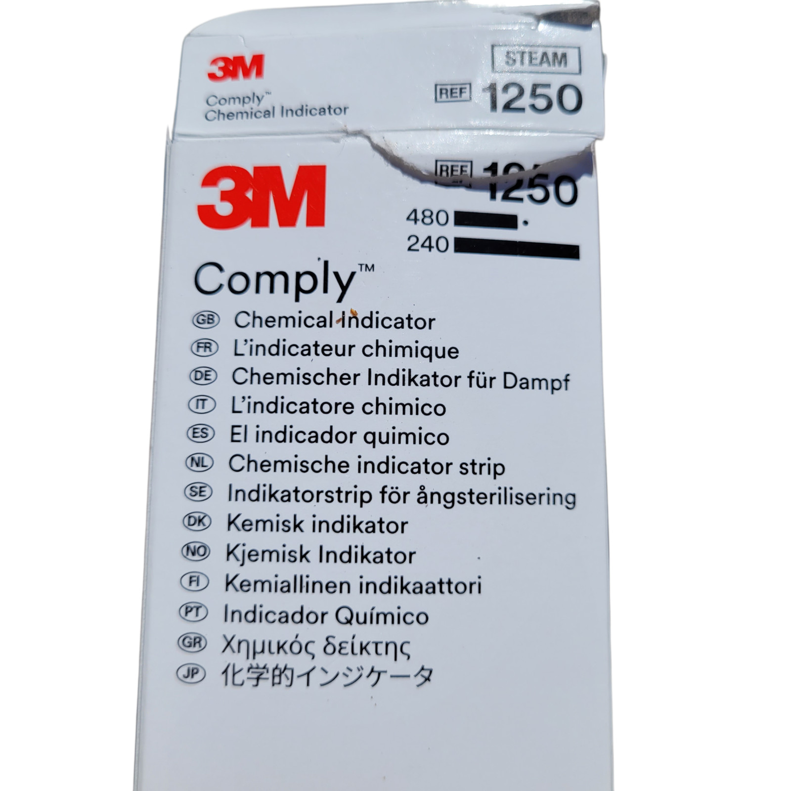 Lot of 2 3M 1250 Chemical Indicator Strips 240 Strips Comply Steam 5/8 X 8 Inch