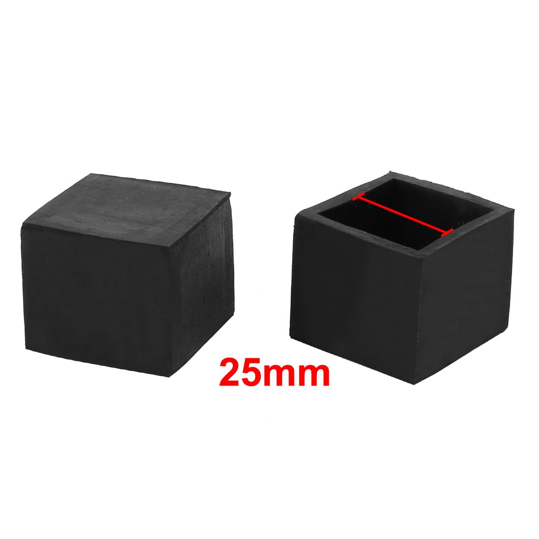 25mmx25mm Square Chair Leg Floor Protectors Table Feet Tips Covers Caps 8Pc