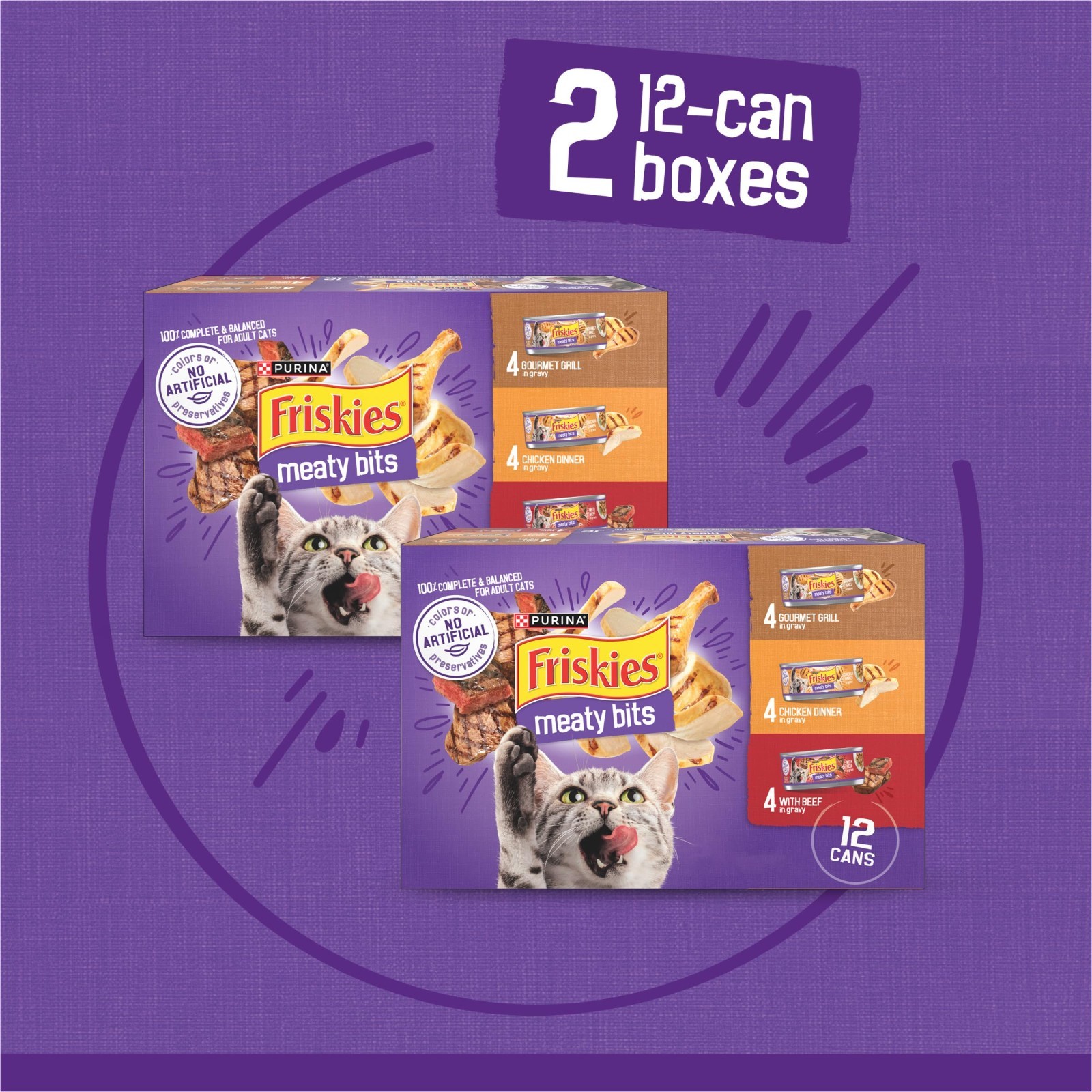 Friskies Gravy Variety Pack Meaty Bits Wet Cat Food 12 Cans Pack of 6