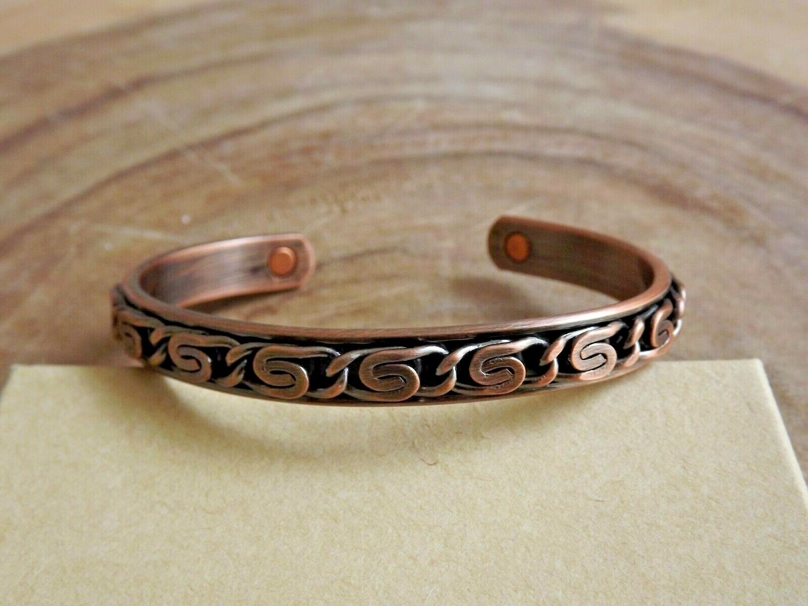 2 Pack Oxidized Pure Copper Magnetic Bracelet Arthritis Energy Cuff – Chain