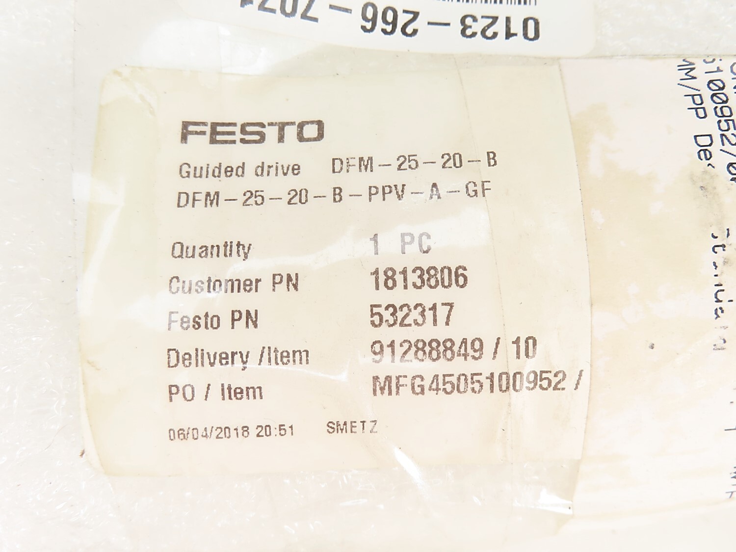 Festo DFM-25-20-B-PPV-A-GF Guided Drive Cylinder 25mm Piston x 20 mm Stroke NEW