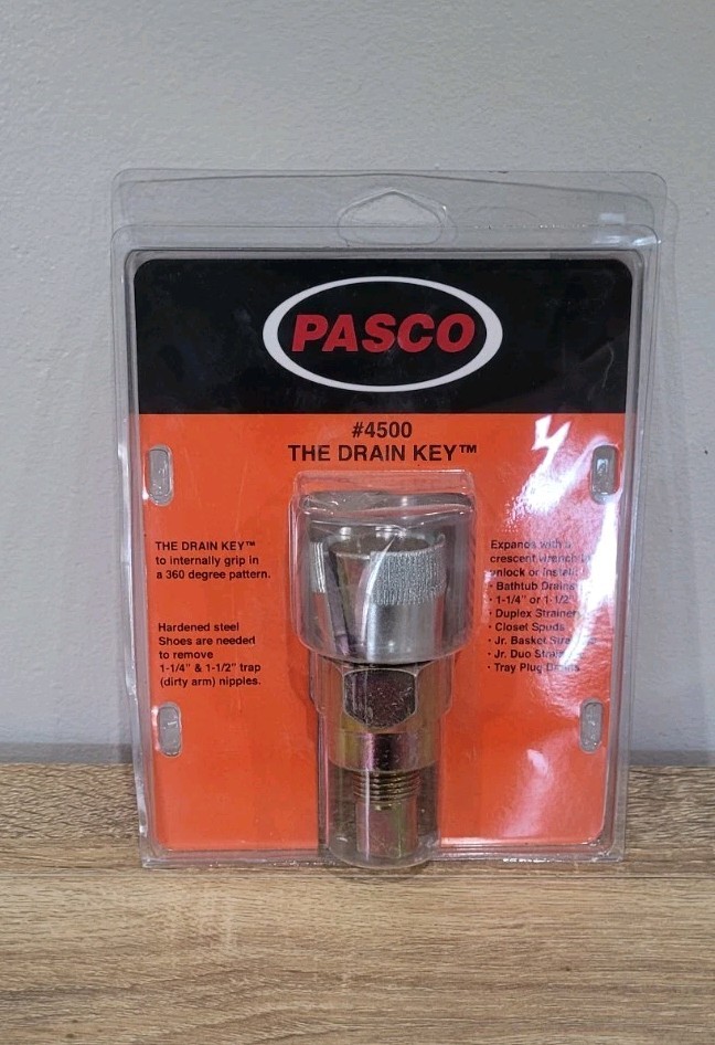 PASCO SPECIALTY 4500 THE DRAIN KEY PLUMBING TOOL STEEL SHOES FOR TUB TOILET