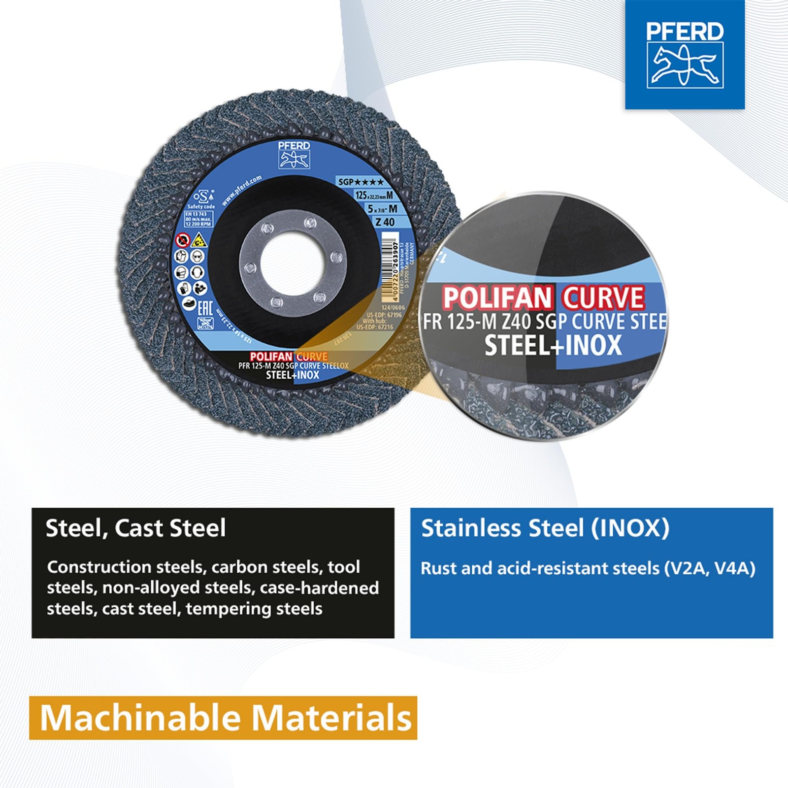 Pferd 5X7 8 Medium Flap Disc For Fillet Welds 60 Grit Zirconia Aluminum Oxide