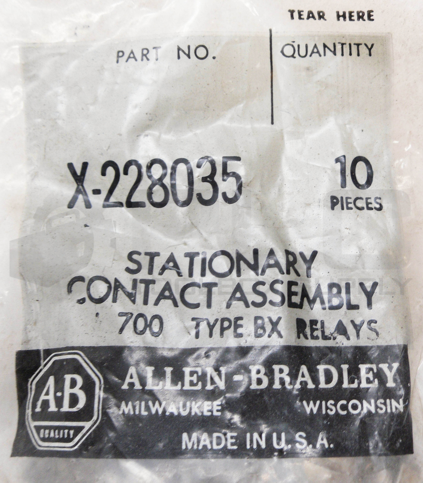 LOT OF 3 SEALED NEW BAG OF 10 ALLEN BRADLEY X-228035 CONTACT ASSEMBLY TOTAL 30