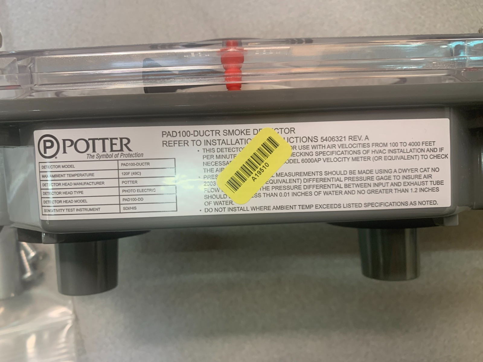 Potter PAD100-DUCTR DUCT RELAY DETECTOR