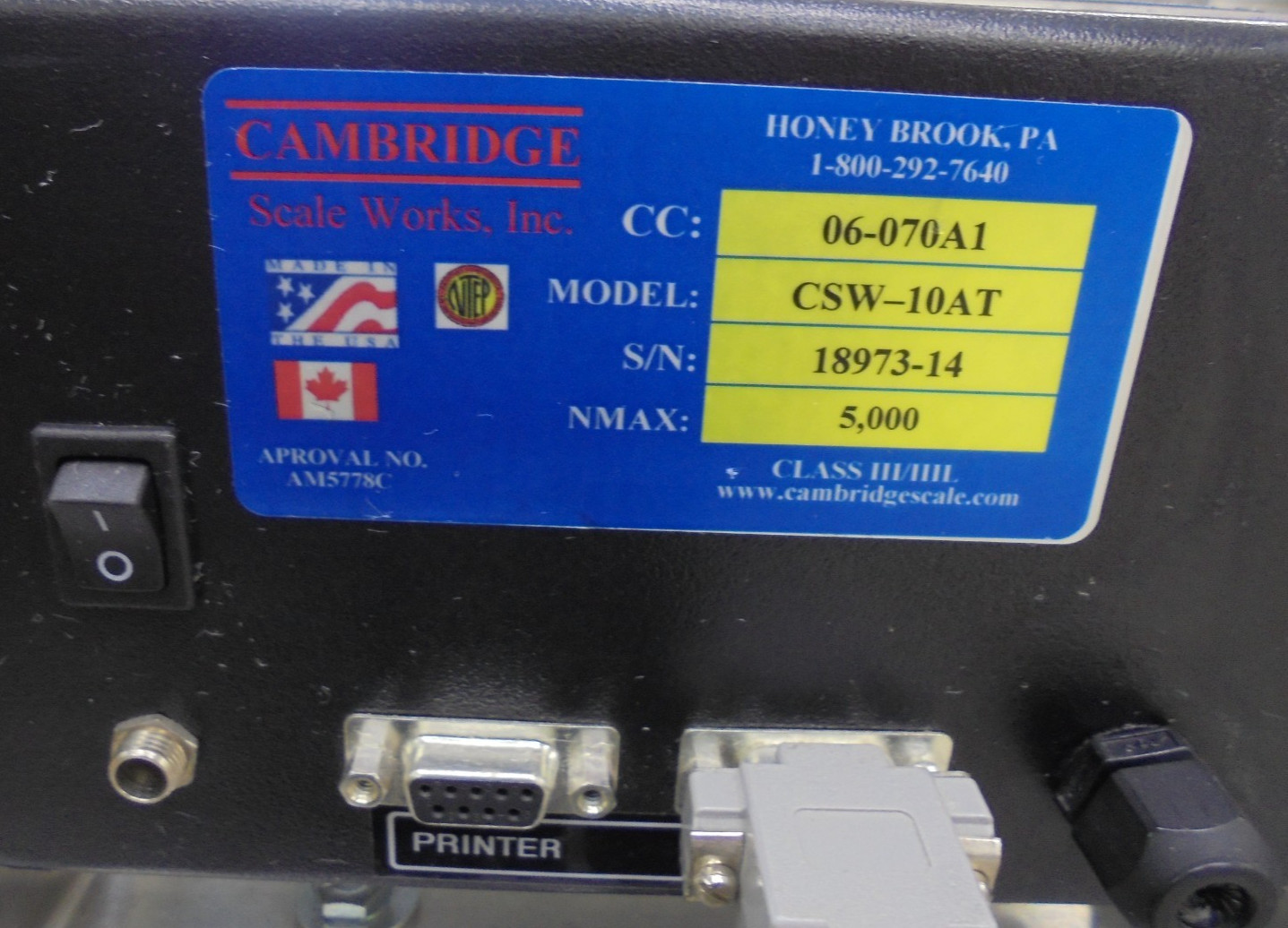 Cambridge ScaleWorks CSW-10AT Pedestal Scale 18” X 24” Platform 500LB
