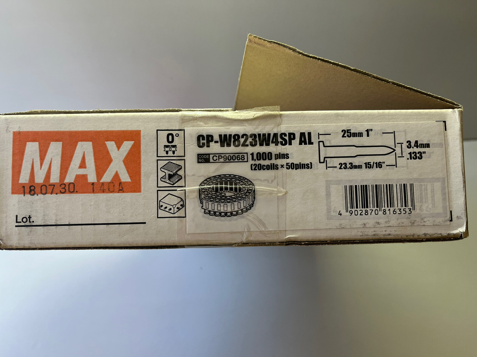 Max Co TOOLS #CP-W823W4SP-AL 1″ x .133 Step Shank Concrete Pins with top hat