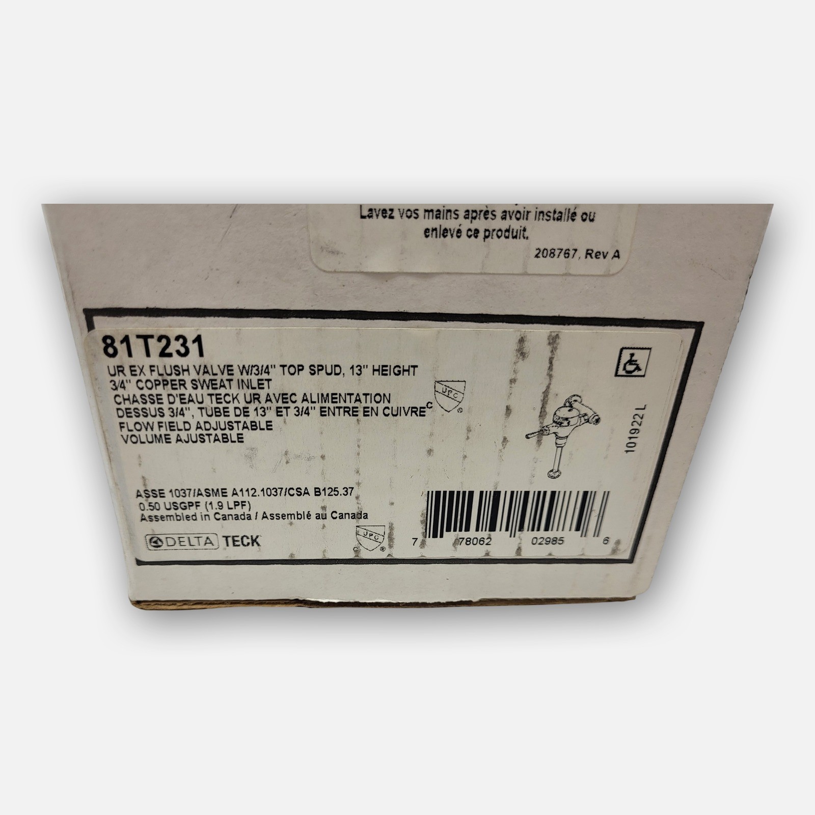 NEW DELTA 81T231 FLUSH VALVE URINAL 13″ X 3/4″ *READ*