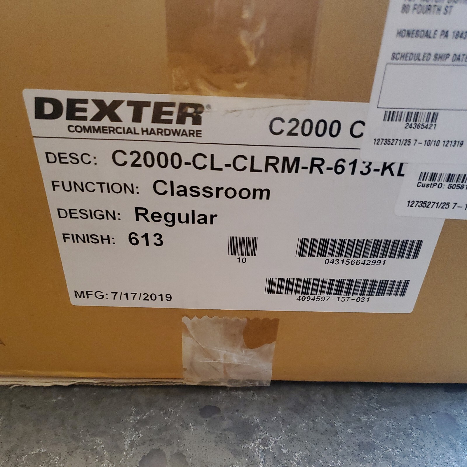 DEXTER C2000-CLRM-R-613-KDC Door Lever Lockset,Mechanical,Classroom
