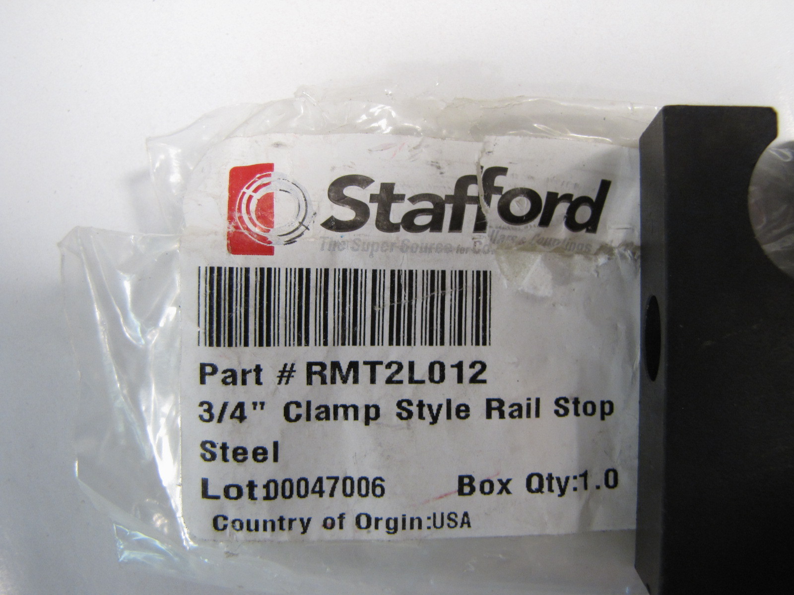 Stafford RMT2L012 Steel 3/4″ Clamp Style Rail Stop NEW