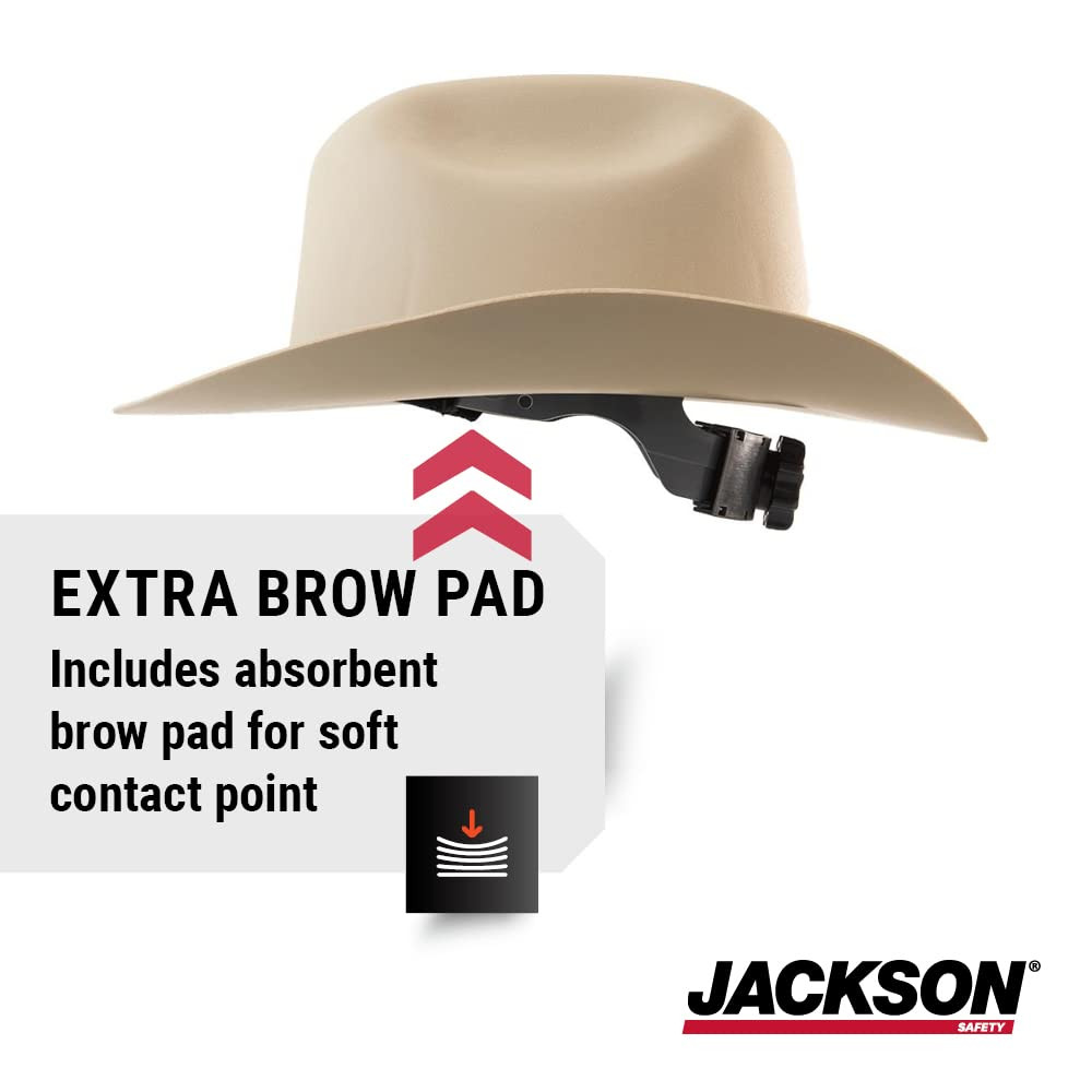 Jackson Safety 19502 Cowboy Hard Hat 4 Point Ratchet Suspension Tan
