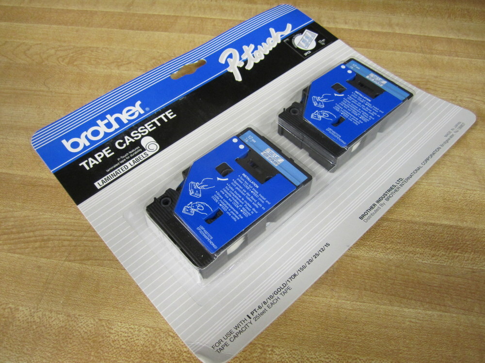 Brother TC-12 Tape Cassette TC12 Blue On Clear (Pack of 2)