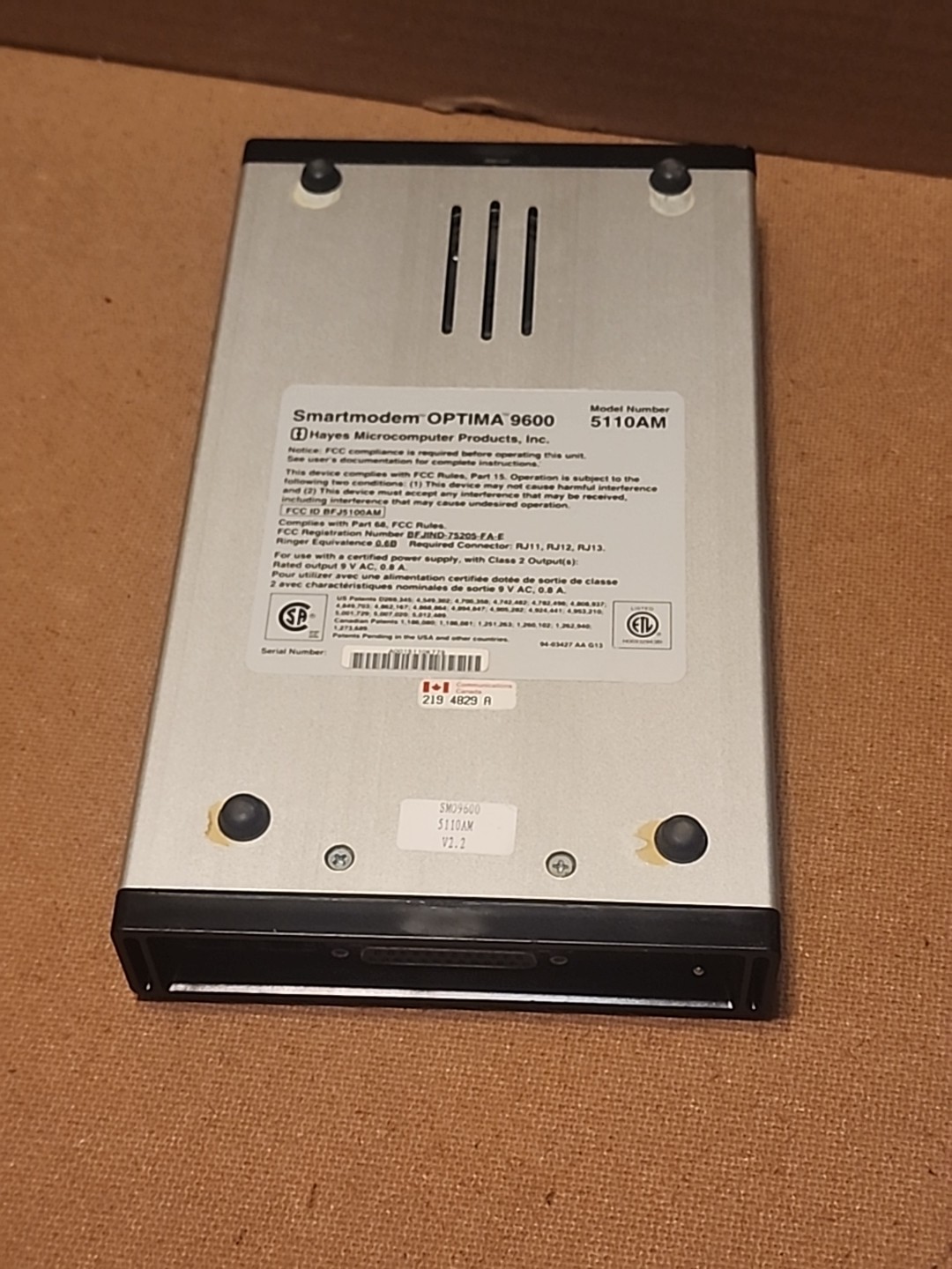 Hayes 5110AM Smartmodem Optima 9600 V.32 OPTIMA 96 Microcomputer Unit Only No AC