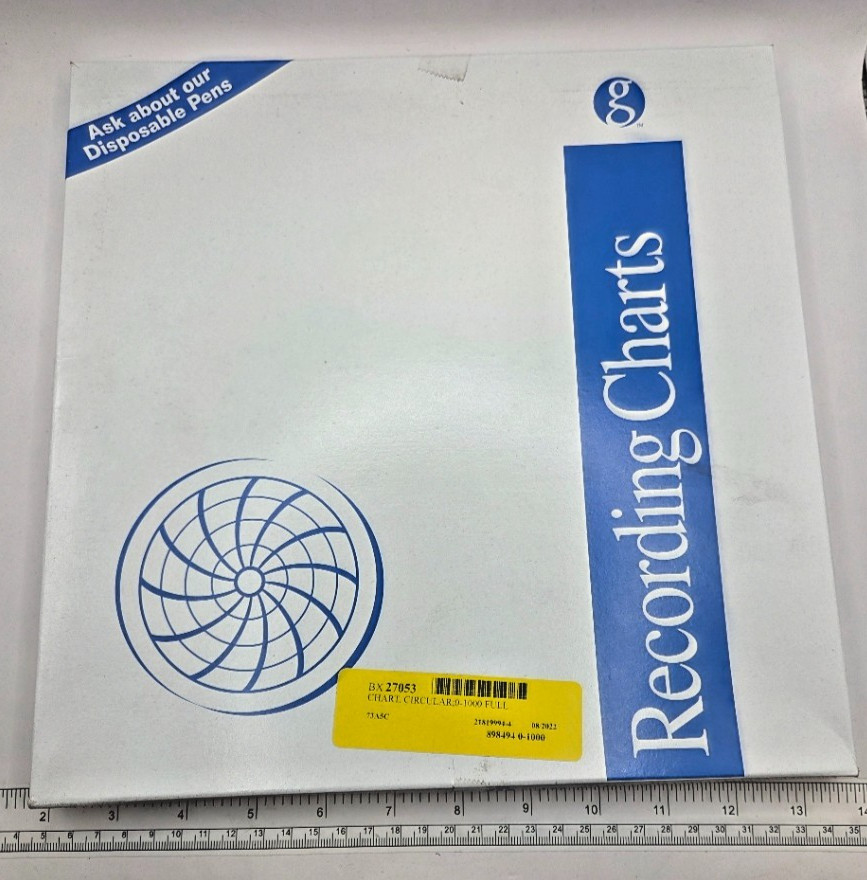 BOX OF 100 GRAPHIC CONTROLS PN-00238303 RECORDING CHARTS, FOXBORO 898494, 0253H