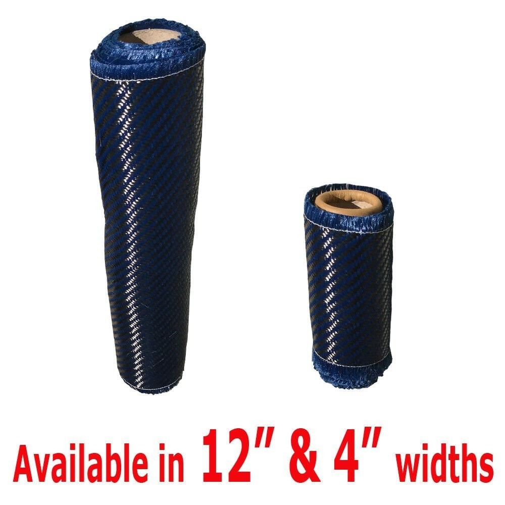4 in x 100 FT – made with KEVLAR-CARBON FIBER ARAMID ~ Fabric – 3K/2K-200g- Blue