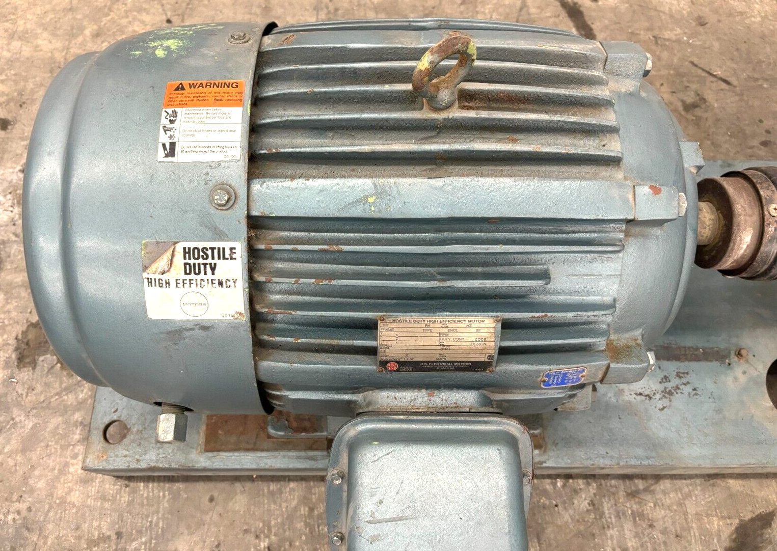 U.S. ELECTRICAL MOTORS 3 PHASE MOTOR WITH CARVER WKL50