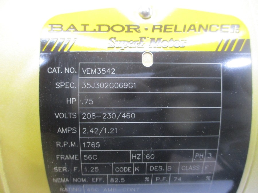 BALDOR VEM3542 35J302G069G1 208-230/460V 2.42/1.21A NSMP
