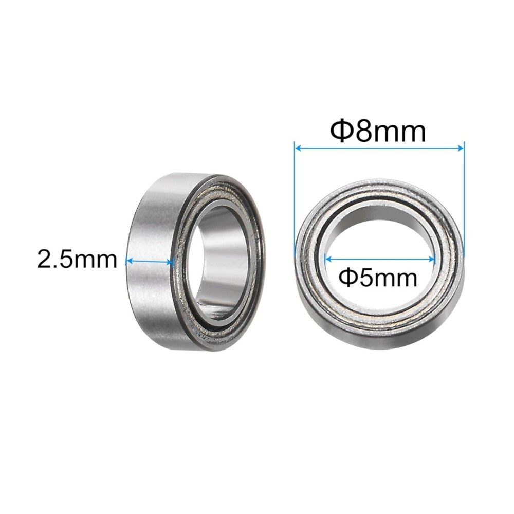 MR85-ZZ Shielded Ball Bearings (5X8X2.5mm) – 6 pack – Chrome Steel – ABEC-1
