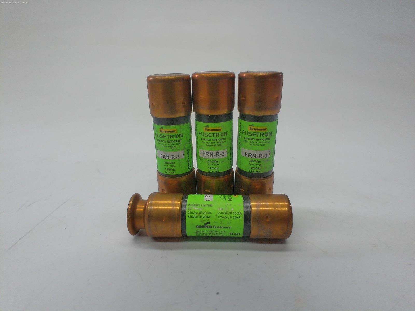 BUSSMANN FRN-R-3 FUSE GREEN LOT OF 4 NSNP