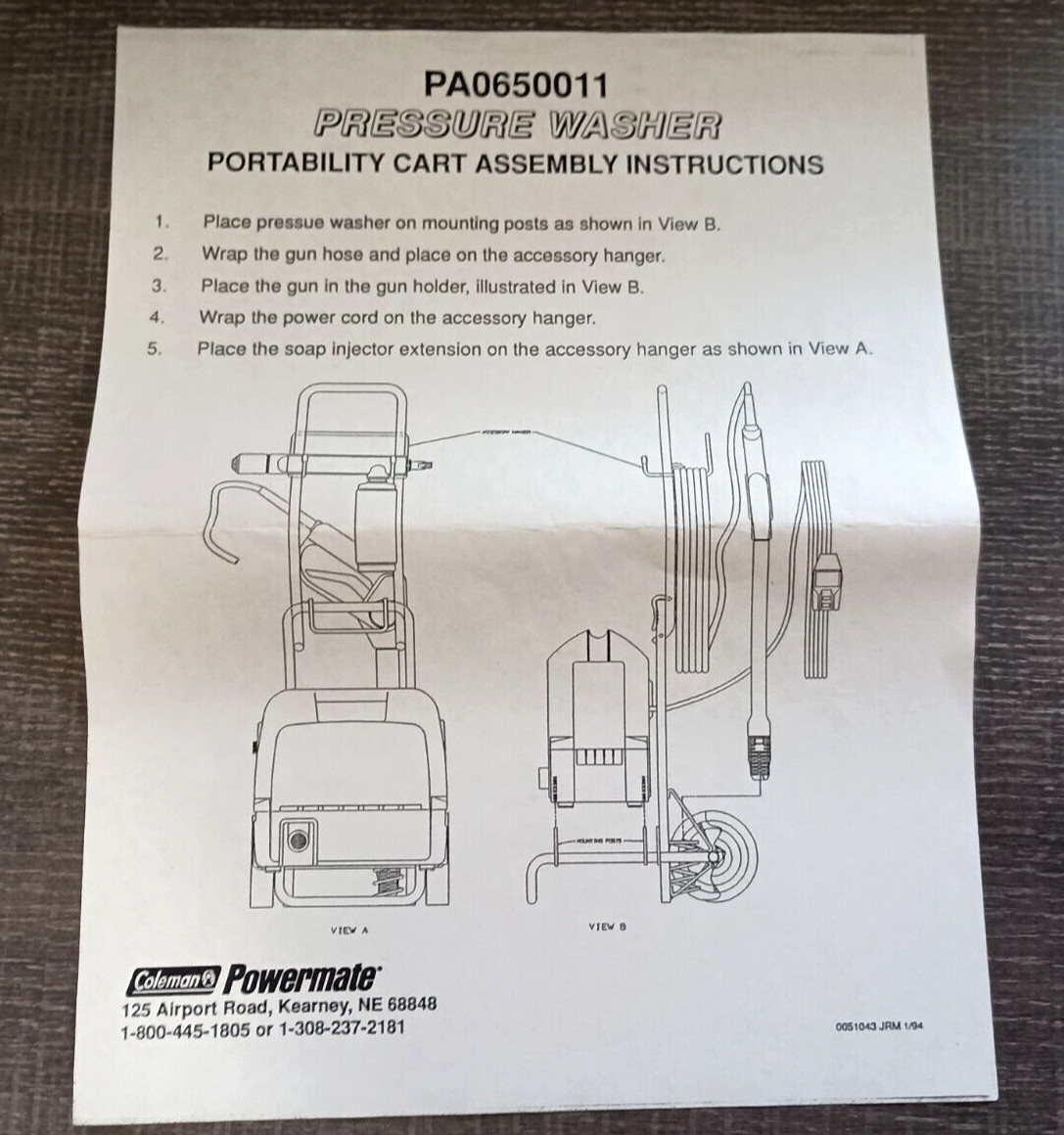 Coleman PowerMate pressure washer cart for PW-701000