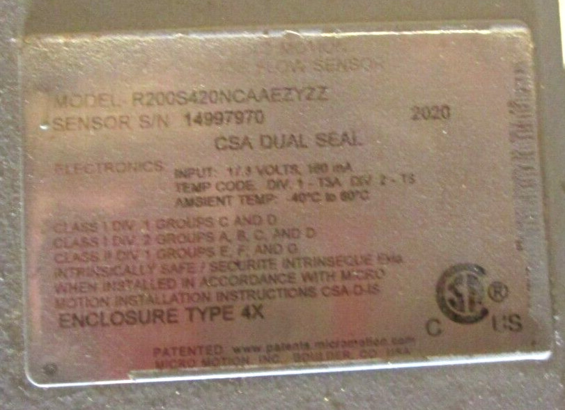 MICRO MOTION, R200S420NCAAEZYZZ, 1700I12ABAEZZZ, 2″ X 1-1/2″ 600#, USED
