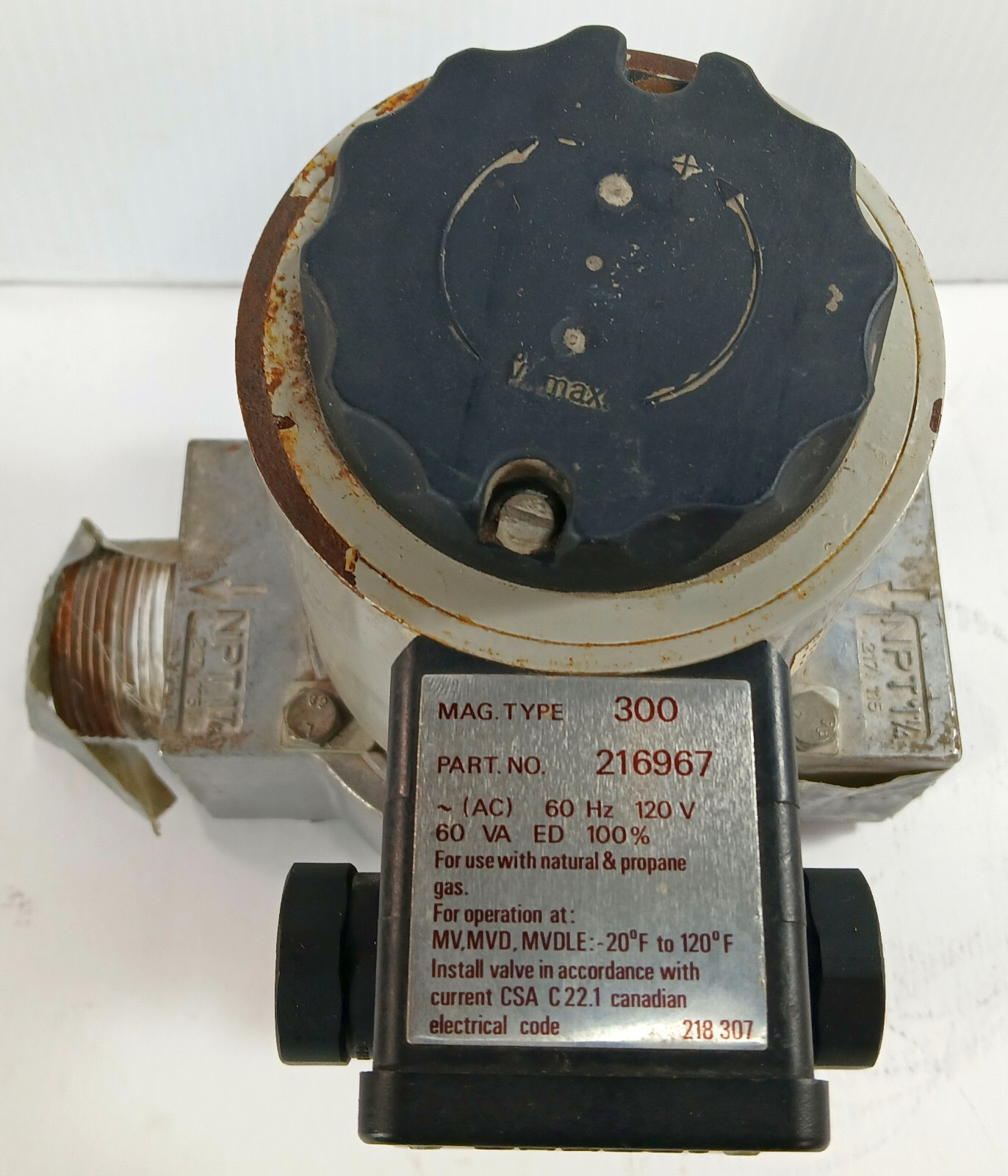 1 USED KARL DUNGS 216967 MAG TYPE 300 NATURAL PROPANE GAS VALVE ***MAKE OFFER***