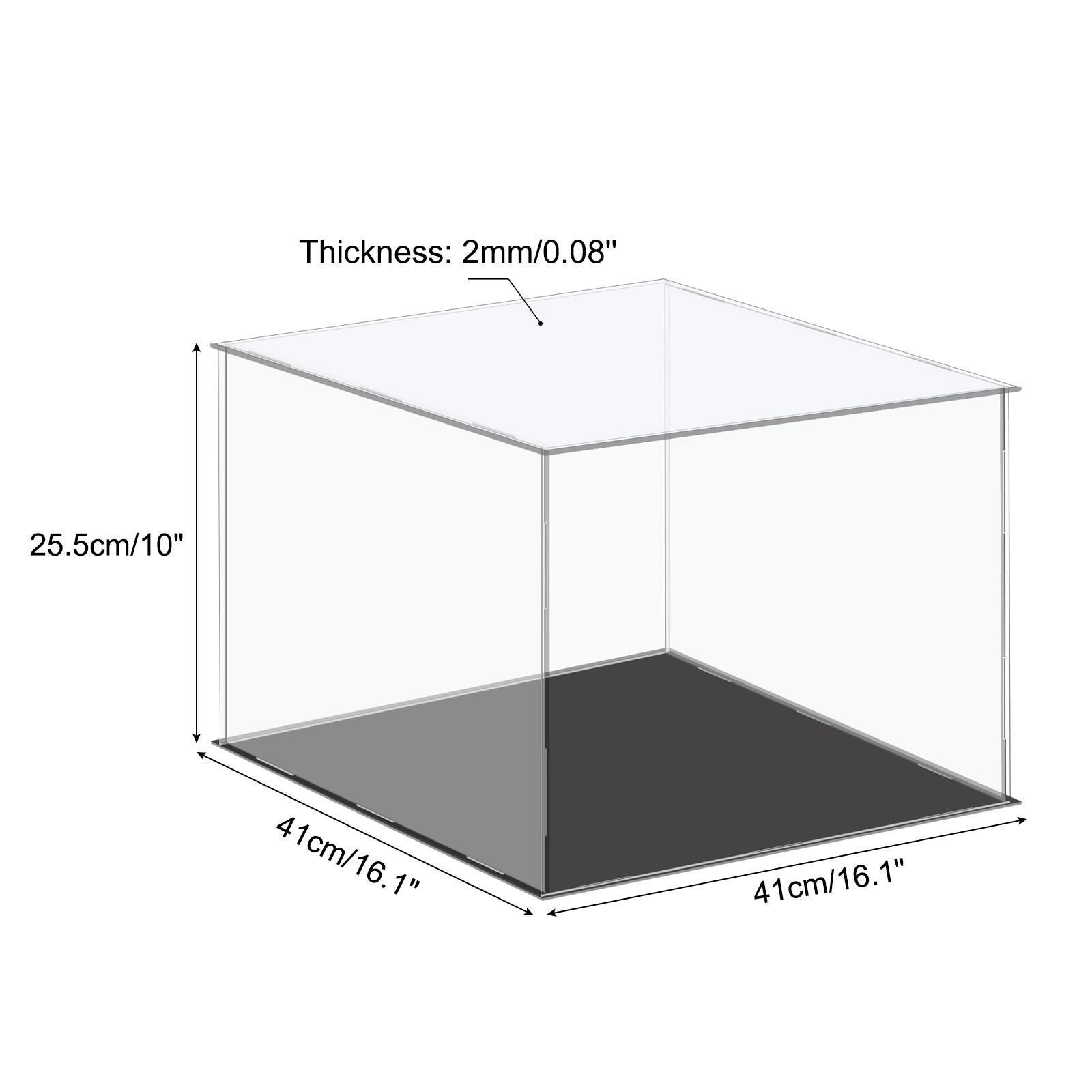 41x41x25.5cm Clear Acrylic Display Case Plastic Box Cube Dustproof Storage Box
