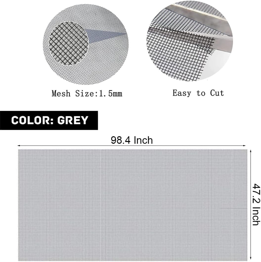 Pet Proof Window Screen Replacement Adjustable Fiberglass Repair Gray