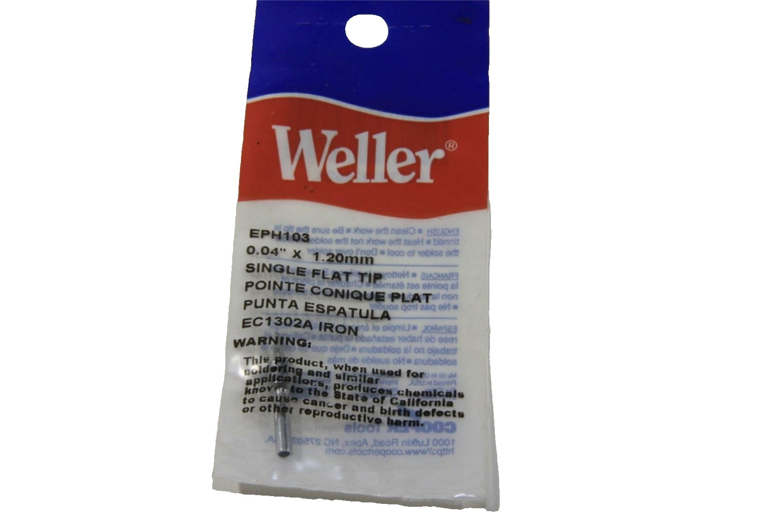 New WELLER EPH103 Single Flat Solder Tip for EC1302A Iron – P/N EPH103