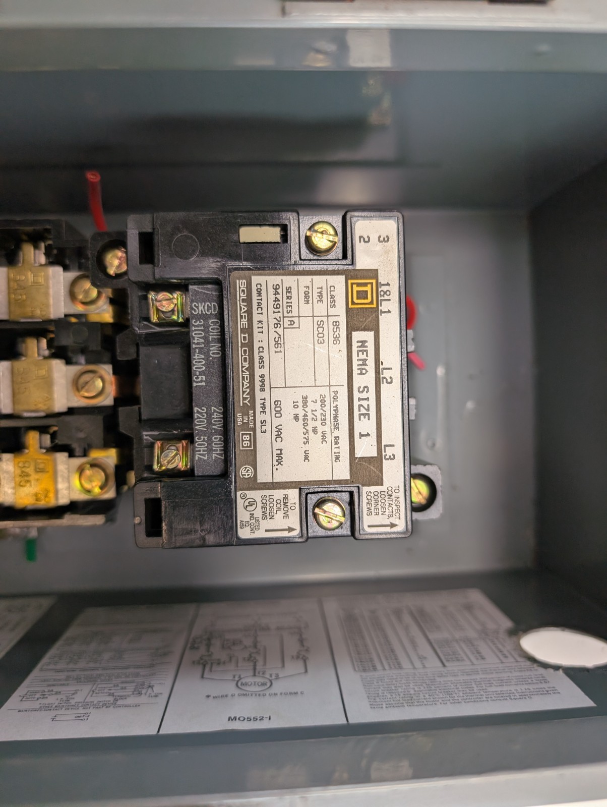 SQUARE D 8536 SCA-3 S AC MAGNETIC STARTER SER A NEMA 1 120V60Hz/110V50Hz