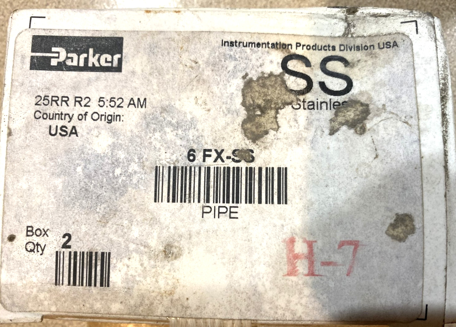 Parker 25RR R2 6 FX-SS Stainless Steel Cross Quantity 2 – New in Box