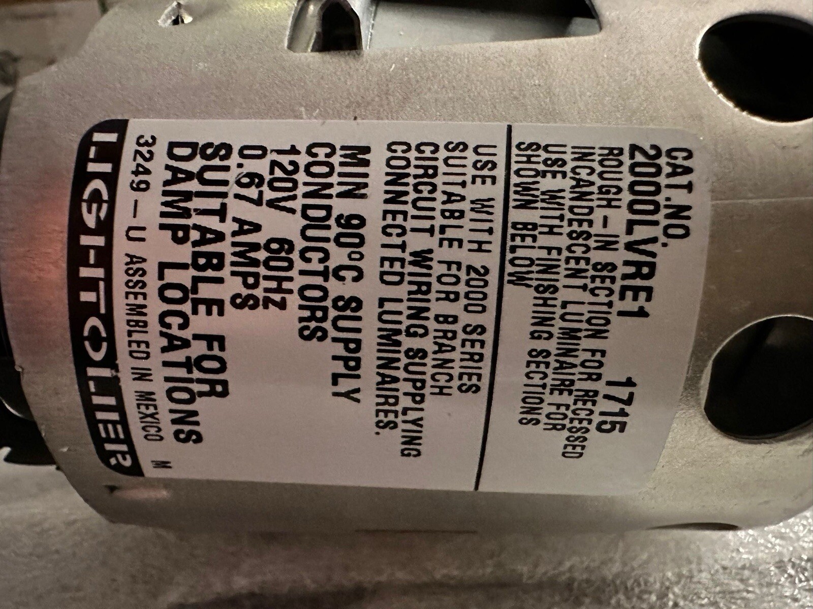 Lightolier 3 3/4″ Non-IC Frame-In Kit 2000LVRE1 NEW